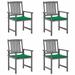Anself 4 Piece Garden Chairs with Green Cushion Acacia Wood Outdoor Dining Chair Gray for Patio Balcony Backyard Outdoor Furniture 24 x 22.4 x 36.2 Inches (W x D x H)