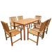 Anself 7 Piece Outdoor Dining Set -1 Table and 4 Chairs Patio/Garden Furniture Sets Solid Acacia Wood