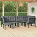 Anself 6 Piece Outdoor Patio Furniture Set Sectional Sofa Set with Dark Gray Seat and Back Cushions Black Poly Rattan Conversation Set for Garden Deck Poolside Backyard