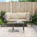 Gecheer 3 Piece Patio Set with Cushions Gray Poly Rattan