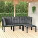 Anself 4 Piece Outdoor Patio Furniture Set Dark Gray Cushioned Seat Sectional Sofa Set Black Poly Rattan Conversation Set for Garden Deck Poolside Backyard