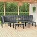 Anself 6 Piece Outdoor Patio Furniture Set Sectional Sofa Set with Dark Gray Seat and Back Cushions Black Poly Rattan Conversation Set for Garden Deck Poolside Backyard