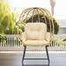 Dextrus Egg Chair with Stand Outdoor Indoor Egg Lounge Chair with Cushion Wicker Chair PE Rattan Chair Included for Patio Garden Backyard Porch Beige