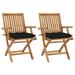 Anself Patio Chairs 2 pcs with Black Cushions Solid Teak Wood