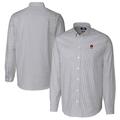 Men's Cutter & Buck Charcoal Auburn Tigers Alumni Logo Stretch Oxford Stripe Long Sleeve Button-Down Shirt