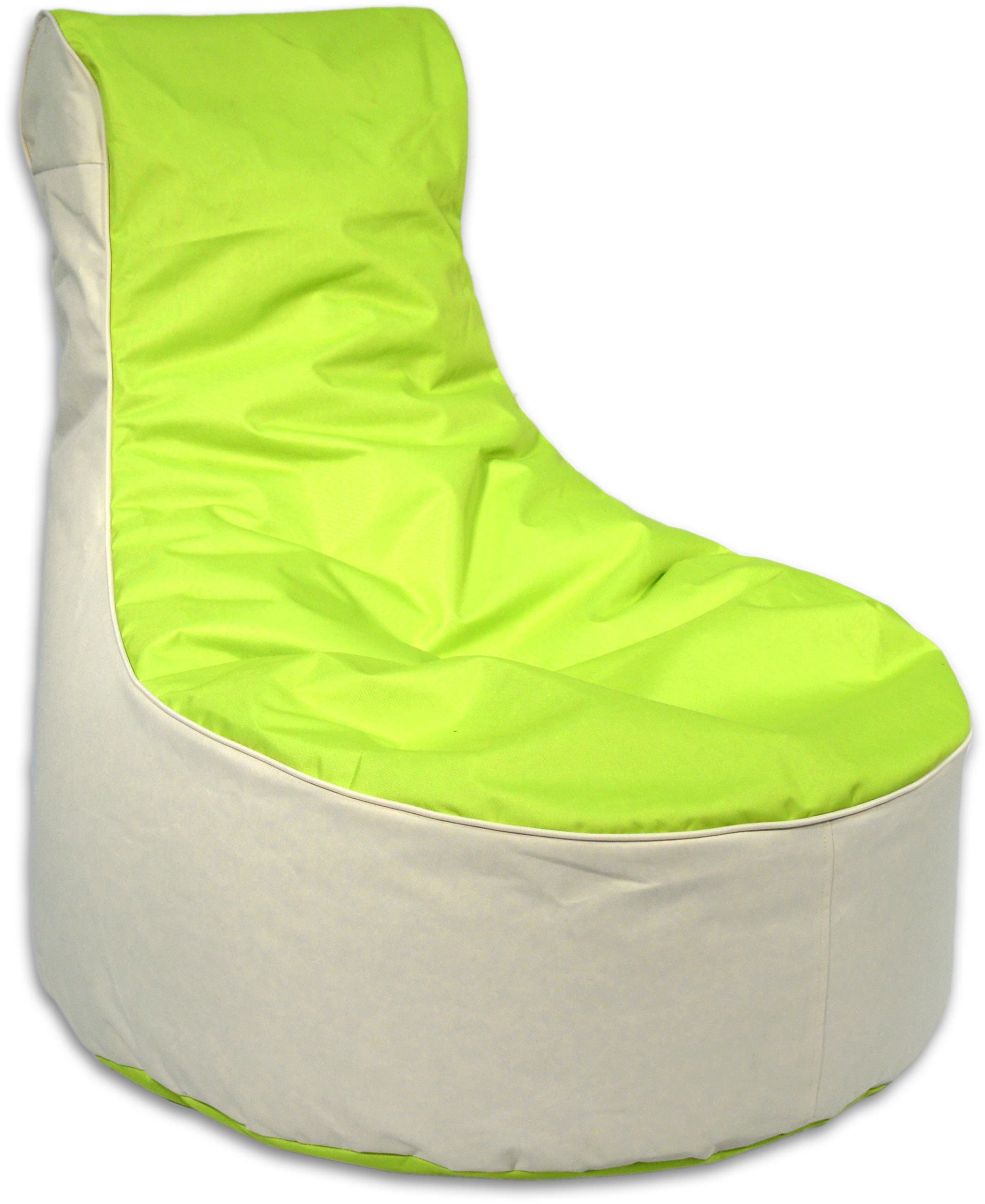 Sitzsack KINZLER "BICO", grün (apfelgrün,natur), B:80cm H:90cm, Polyester, Sitzsäcke, zweifarbig, mit Rückenlehne, Outdoor geeignet, Kinderzimmer