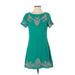 Lulus Casual Dress - A-Line: Teal Floral Dresses - Women's Size X-Small