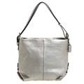 COACH Metallic Silver Leather Duffle Hobo