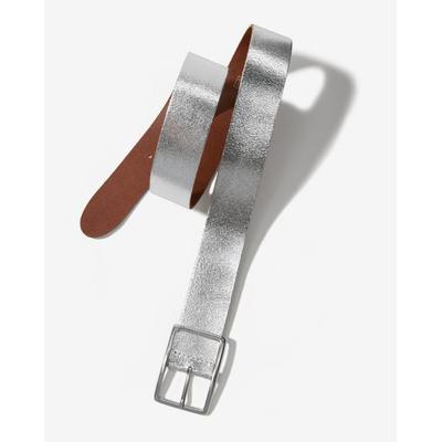 Boston Proper - Silver Metallic - Modern Classic Leather Belt - Small