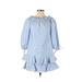 Danielle Fichera Casual Dress - Mini Crew Neck 3/4 sleeves: Blue Print Dresses - New - Women's Size Small