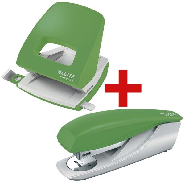 Leitz Locher »5003 NeXXt Recycle« inkl. Tacker / Heftgerät »5604 NeXXt Recycle« grün Image