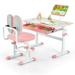 Costway Height-Adjustable Kid's Study Desk and Chair Set-Pink