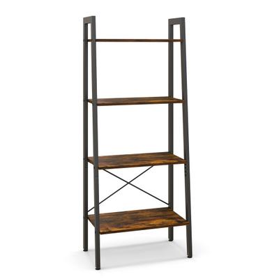 Costway 4-Tier Bookshelf with Metal Frame and Adju...