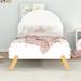 Wooden Cute Platform Bed With Curved Headboard,Twin Size Bed With Shelf Behind Headboard