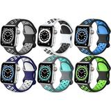 Fulsaxad 6Pack Compatible with Apple Watch Band 38mm 40mm 41mm Soft Elastic Silicone Adjustable Sport Bands Waterproof Replacement Band for iWatch Series Ultra 8 7 SE 6 5 4 3 2 1 Nike Women Men