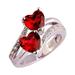 KIHOUT Clearance Women Famale Fashion Lover Jewelry Heart Cut Rainbow & White Gemstone Ring