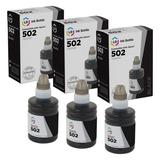 LD Compatible Ink Bottle Replacement for Epson 502 (Black 3-Pack)