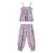 ZHAGHMIN Toddler Baby Girls Tank Tops + Pants Outfits Set Ruffle Floral Print Spaghetti Strap T-Shirts Top Elastic Loose Wide Leg Harem Pants Pink Size15