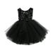 HOANSELAY Toddler Baby Girls Sleeveless Sequin Dress Princess Mesh Stitching Formal Party Tutu Gown Dresses