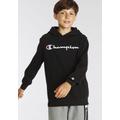 Sweatshirt CHAMPION "Classic Hooded large Logo - für Kinder" Gr. XXL, schwarz Kinder Sweatshirts Hoodies