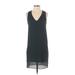 Helmut Lang Casual Dress - High/Low V Neck Sleeveless: Black Print Dresses - Women's Size P