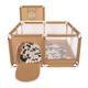 Selonis Square Play Pen Filed with 400 Balls Basketball, Beige:Dark Turquoise/Pastel Beige/Pearl