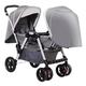 Double Infant Stroller,Baby Stroller Twins-Cozy Compact Twin Stroller,Twin Baby Pram Stroller,Oversized Canopy,Double Seat Tandem Stroller with Tandem Seating,Easy Foldable (Color : Gray)
