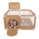 Selonis Square Play Pen Filed with 100 Balls Basketball, Beige:Pastel Beige/Copper/White/Black