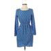 J.Crew Factory Store Casual Dress - Mini Scoop Neck Long sleeves: Blue Dresses - Women's Size 00