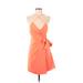 BCBGMAXAZRIA Casual Dress - A-Line V Neck Sleeveless: Orange Solid Dresses - Women's Size 2