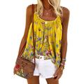 Summer Women's Butterfly Print Round Neck Sleeveless Camisole, Yellow / XL