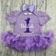 1st Birthday Personalised Dress, First Princess Purple Tutu Romper & Bow Headband, Cake Smash Outfit