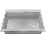 Ruvati 45-Inch Workstation Two-Tiered Ledge Kitchen Sink Drop-In Topmount 16 Gauge - RVH8433 in Gray | 10 H x 33 W x 22 D in | Wayfair RVH8424