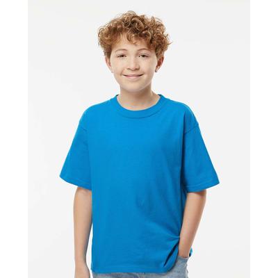 M&O MO4850 Youth Gold Soft Touch T-Shirt in Turquoise size Large | Cotton 4850