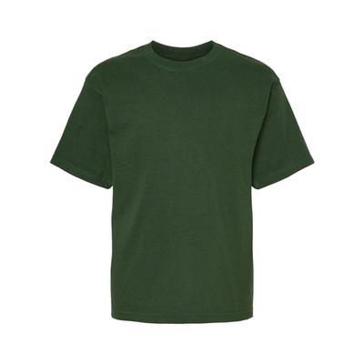 M&O MO4850 Youth Gold Soft Touch T-Shirt in Forest Green size Small | Cotton 4850