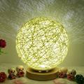 SRstrat 3D USB Rattan Ball Moon Light Charging LED Rattan Moon Night Light Table Desk Moon Lamp Globe Rattan Ball Lamp with Solid Wood Base Dimmable LED Projector Night Lamps with Remote
