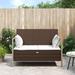 Dcenta 2-Seater Patio Bench with Cushions Brown Poly Rattan