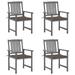 Dcenta 4 Piece Garden Chairs with Taupe Cushion Acacia Wood Outdoor Dining Chair Gray for Patio Balcony Backyard Outdoor Furniture 24 x 22.4 x 36.2 Inches (W x D x H)