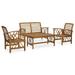 Dcenta 4 Piece Patio Lounge Set Acacia Wood 2 Garden Chairs with Bench and Coffee Table Outdoor Conversation Set for Garden Lawn Courtyard