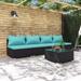 Dcenta Patio Furniture Set 5 Piece with Cushions Poly Rattan Black