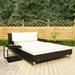 Dcenta 2-Person Patio Sun Bed with Cushions Poly Rattan Black