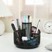 VerPetridure Metal Pen Holder for Desk 360 Degree Rotating Desk Organizers with 5 Compartments Black Mesh Pencil Holder Desktop Workspace Organizer for Home Office Supplies