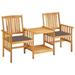 Walmeck Patio Chairs with Tea Table and Cushions Solid Acacia Wood