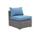 Cozyhom 1 Piece Patio Armless Sofa Set Patio Armless Outdoor Furniture Wicker Chairs With Blue Cushion.