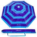 Hemoton Beach Umbrella 6.5ft Sand Umbrella UV Protection Windproof Striped Design Beach Umbrella with Aluminum Pole (Dark Blue)