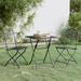 Dcenta 3 Piece Folding Outdoor Dining Set Expanded Metal Mesh Table and Set of 2 Dinner Chairs Patio Furniture Set for Garden Terrace Yard Balcony Poolside