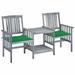 Walmeck Patio Chairs with Tea Table and Cushions Solid Acacia Wood