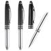 Uxcell Ballpoint Pen with Stylus Tip and LED Flashlight Metal Pen Black Ink 1.0mm Medium Point Stylus Pen Black 3 Pack