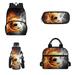 FKELYI Fire Football Backpack 4-in-1 Large Travel Shoulder Rucksacks with Lunch Bags Pencil Box Bottle Holder Sleeve Dirt-Resistant 17 Inch Elementary School Schoolbag