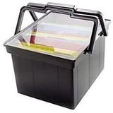 HElectQRIN Letter/Legal Portable Plastic File Box Includes Lid and Handles 17 x 14 x 11 Inches Black (TLF-2B)